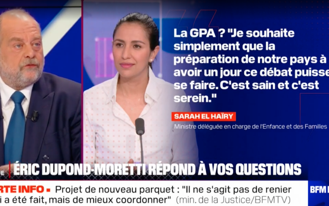GPA: « ce qui me gêne, c’est une possible marchandisation du corps de la femme », estime Éric Dupond-Moretti, même si « le débat n’est pas clos »